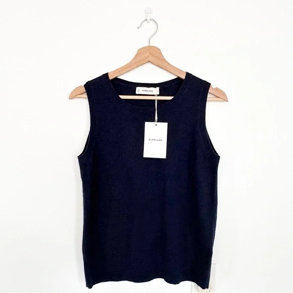 Everlane || The Classic Tank in Cashmere Navy Blue Small NWT - Picture 2 of 8